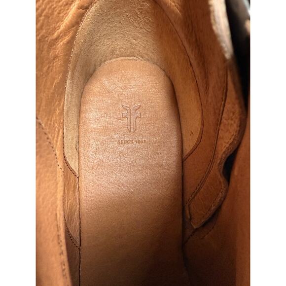 Frye Nora Ankle Bootie Womens 9 B Sand Leather Side Zip Stacked Block Heel - Picture 12 of 13